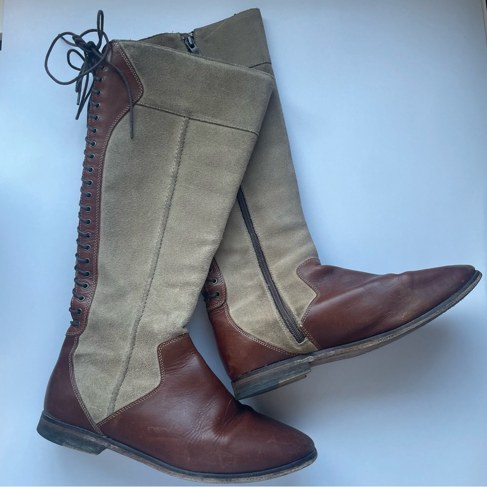 Hush Puppies Brown and Tan Tall Riding Boots